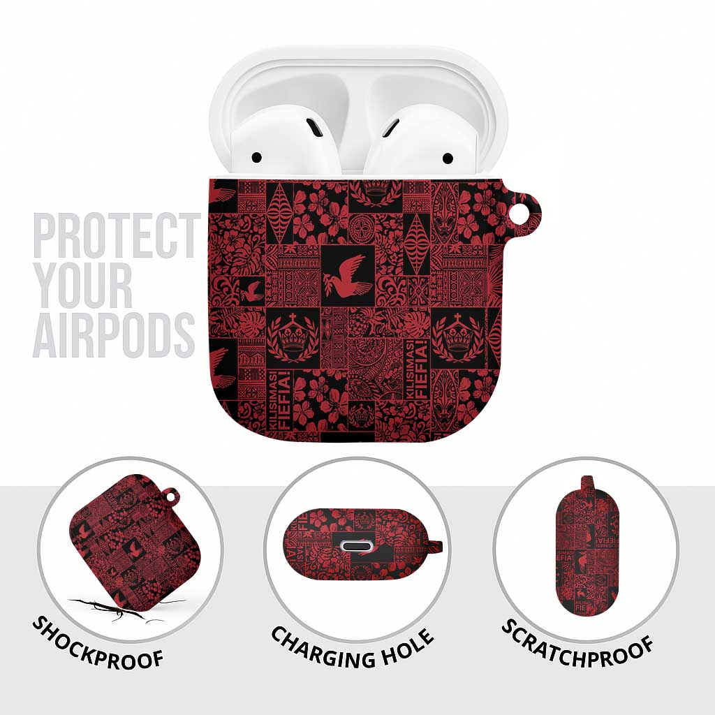 Black Tonga Kilisimasi Fiefia AirPods Case Pacific Patchwork Xmas Vibes - Polynesian Pride