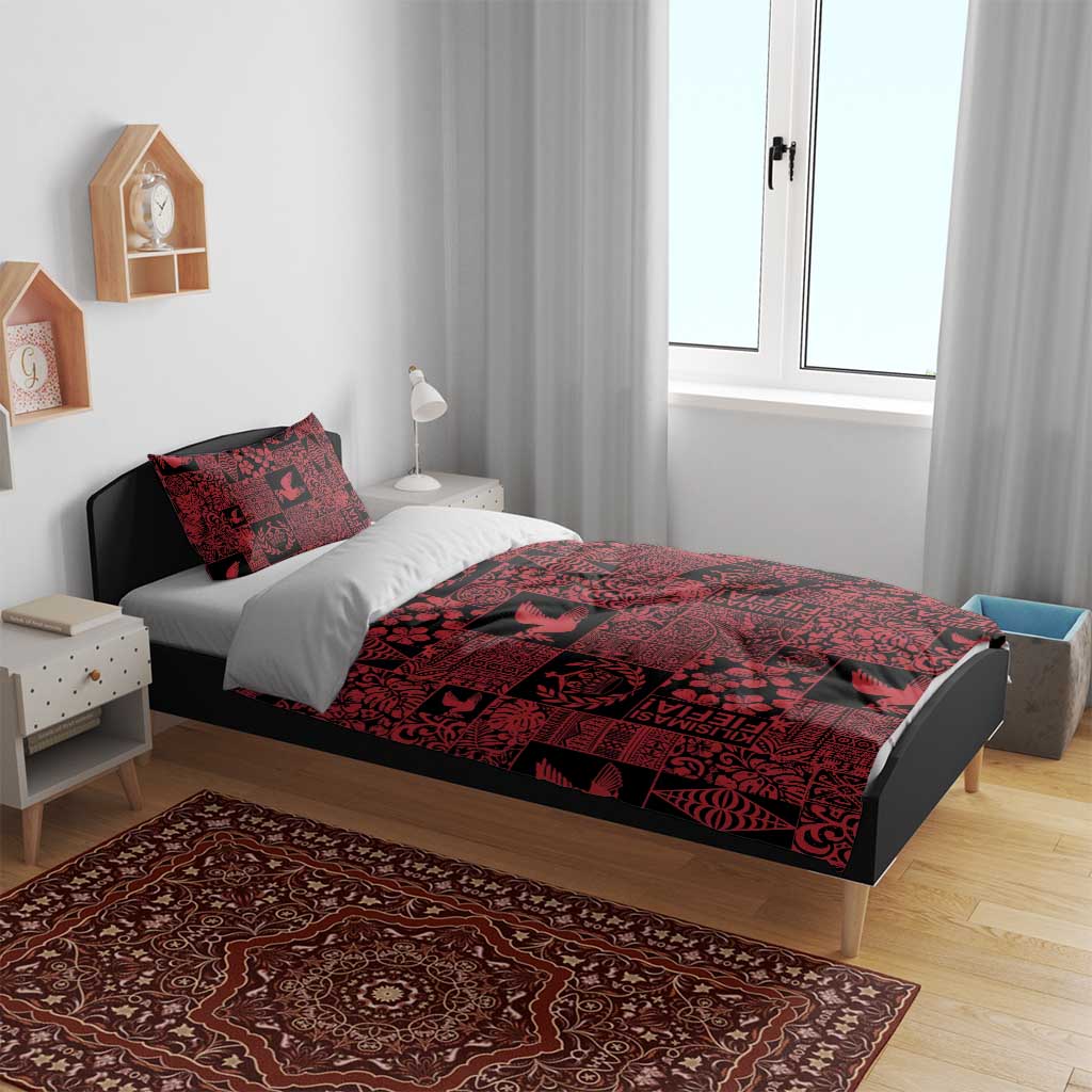Black Tonga Kilisimasi Fiefia Bedding Set Pacific Patchwork Xmas Vibes - Polynesian Pride