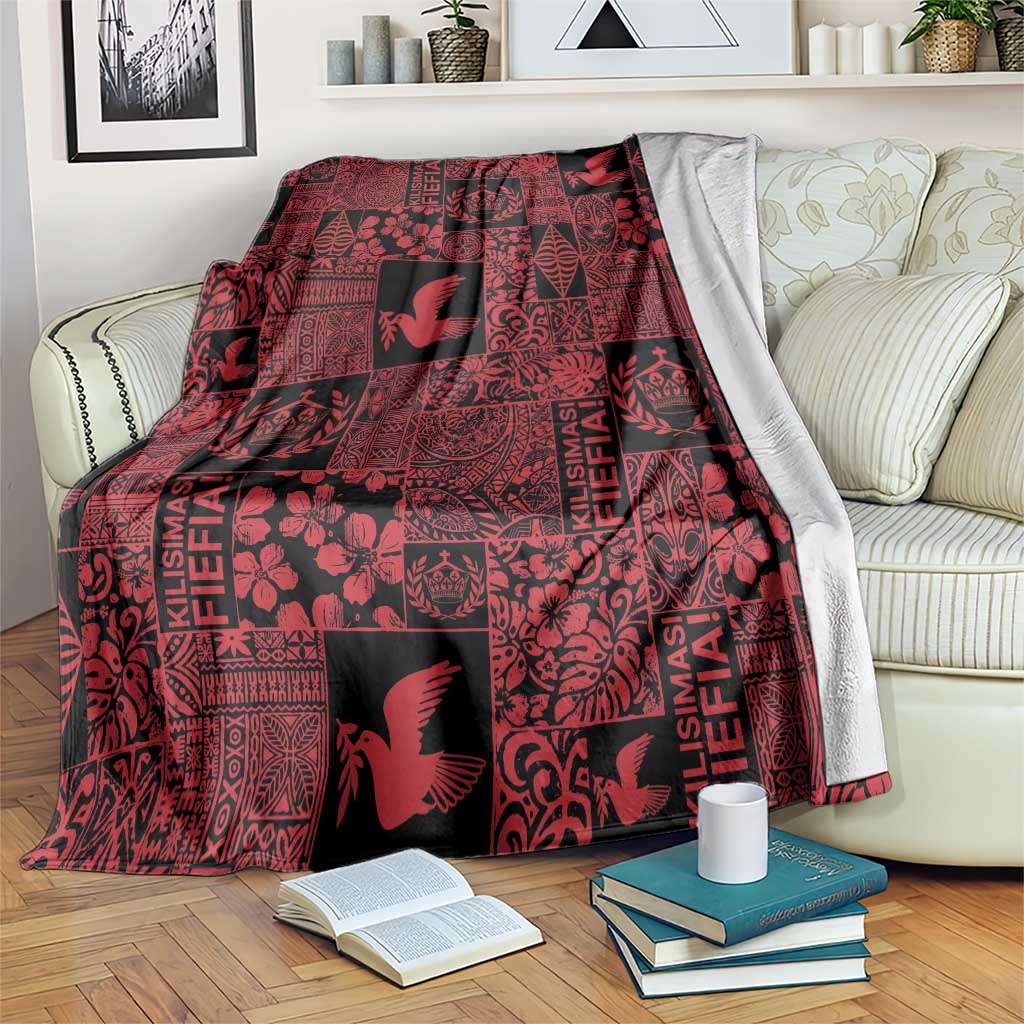 Black Tonga Kilisimasi Fiefia Blanket Pacific Patchwork Xmas Vibes - Polynesian Pride