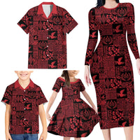Black Tonga Kilisimasi Fiefia Family Matching Long Sleeve Bodycon Dress and Hawaiian Shirt Pacific Patchwork Xmas Vibes LT9 - Polynesian Pride