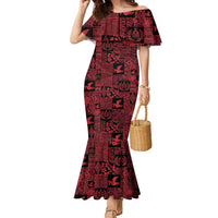 Black Tonga Kilisimasi Fiefia Family Matching Mermaid Dress and Hawaiian Shirt Pacific Patchwork Xmas Vibes LT9 Mom's Dress Black - Polynesian Pride