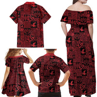 Black Tonga Kilisimasi Fiefia Family Matching Off Shoulder Maxi Dress and Hawaiian Shirt Pacific Patchwork Xmas Vibes LT9 - Polynesian Pride
