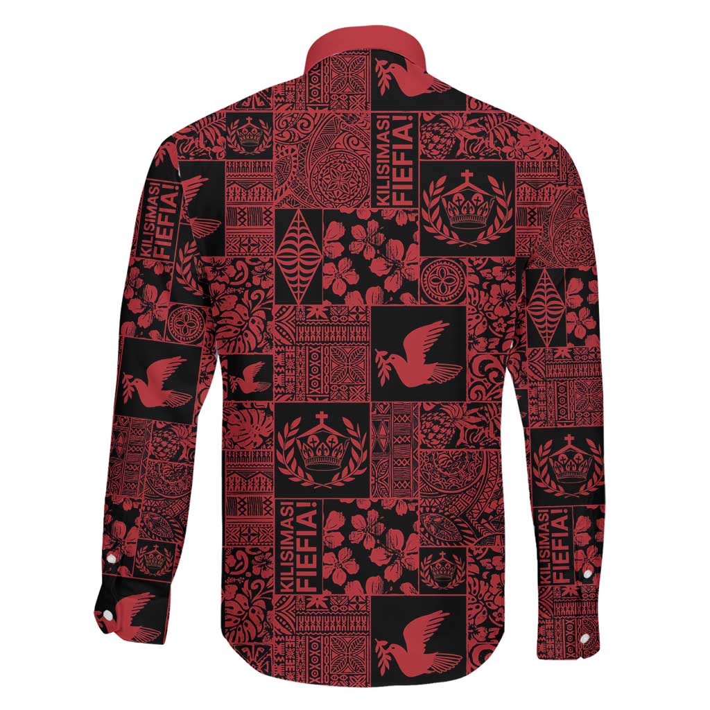 Black Tonga Kilisimasi Fiefia Family Matching Off Shoulder Maxi Dress and Hawaiian Shirt Pacific Patchwork Xmas Vibes LT9 - Polynesian Pride