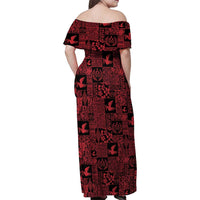 Black Tonga Kilisimasi Fiefia Family Matching Off Shoulder Maxi Dress and Hawaiian Shirt Pacific Patchwork Xmas Vibes LT9 - Polynesian Pride