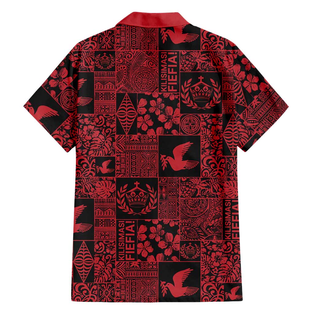 Black Tonga Kilisimasi Fiefia Family Matching Tank Maxi Dress and Hawaiian Shirt Pacific Patchwork Xmas Vibes LT9 - Polynesian Pride