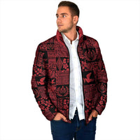 Black Tonga Kilisimasi Fiefia Padded Jacket Pacific Patchwork Xmas Vibes LT9 - Polynesian Pride