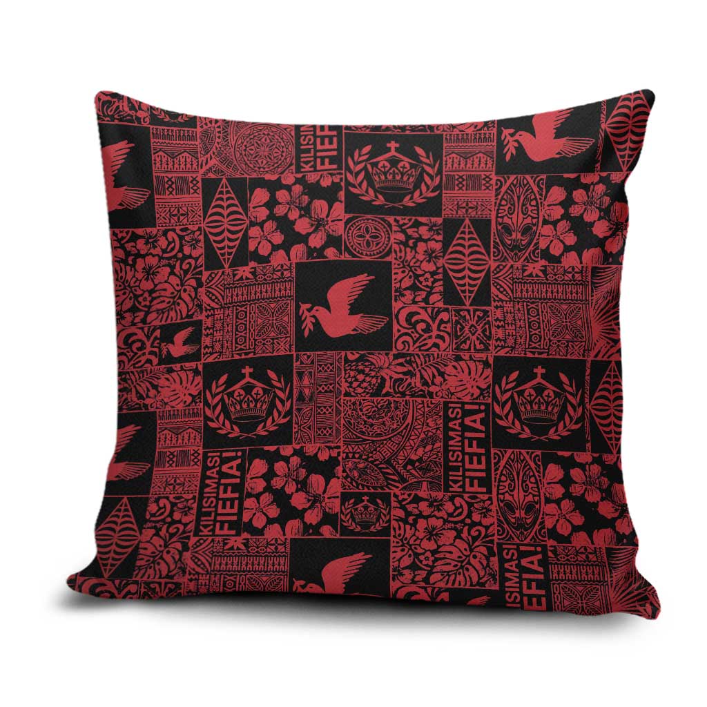 Black Tonga Kilisimasi Fiefia Pillow Cover Pacific Patchwork Xmas Vibes LT9 Black - Polynesian Pride