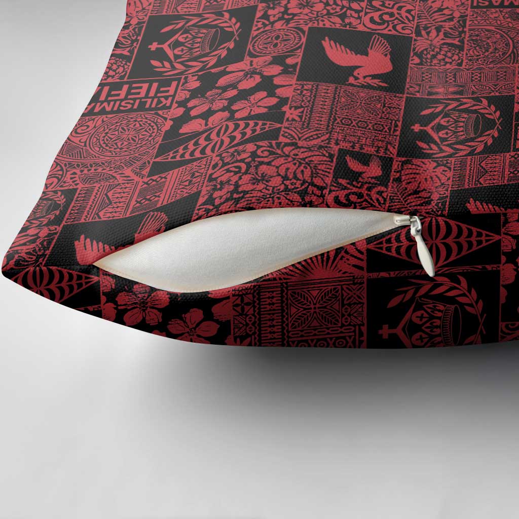 Black Tonga Kilisimasi Fiefia Pillow Cover Pacific Patchwork Xmas Vibes - Polynesian Pride