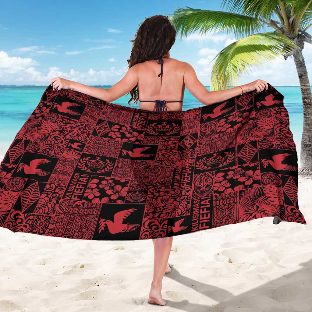 Black Tonga Kilisimasi Fiefia Sarong Pacific Patchwork Xmas Vibes - Polynesian Pride