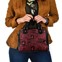 Black Tonga Kilisimasi Fiefia Shoulder Handbag Pacific Patchwork Xmas Vibes - Polynesian Pride