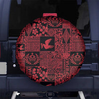 Black Tonga Kilisimasi Fiefia Spare Tire Cover Pacific Patchwork Xmas Vibes LT9 No hole Black - Polynesian Pride
