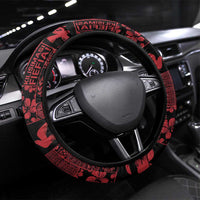 Black Tonga Kilisimasi Fiefia Steering Wheel Cover Pacific Patchwork Xmas Vibes - Polynesian Pride