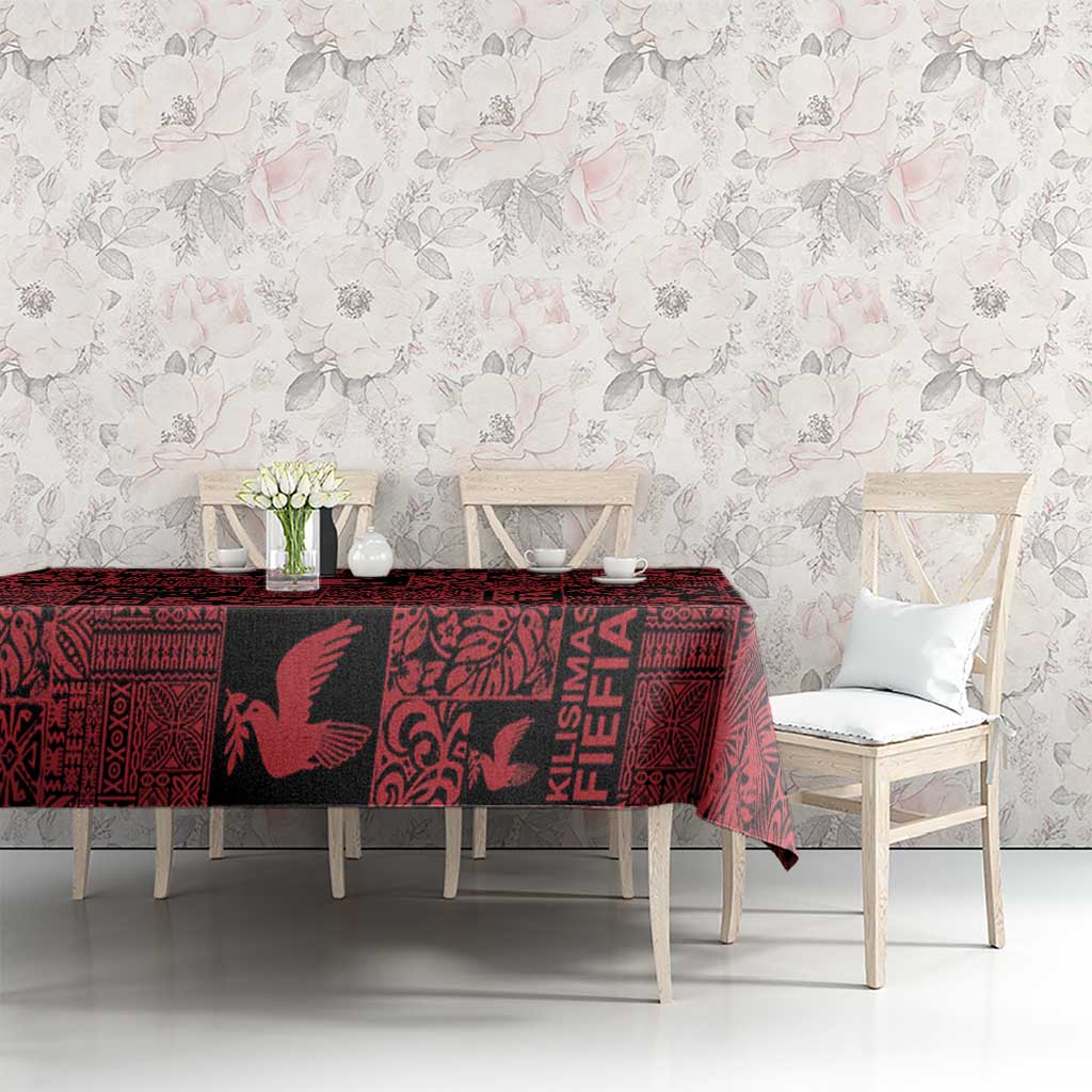 Black Tonga Kilisimasi Fiefia Tablecloth Pacific Patchwork Xmas Vibes - Polynesian Pride