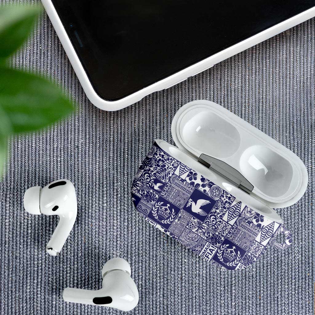 Blue Tonga Kilisimasi Fiefia AirPods Case Pacific Patchwork Xmas Vibes - Polynesian Pride