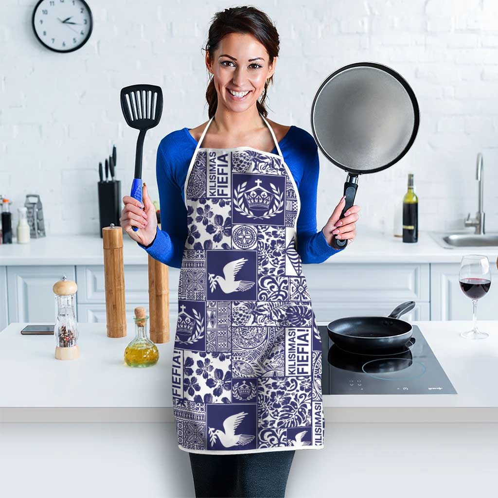 Blue Tonga Kilisimasi Fiefia Apron Pacific Patchwork Xmas Vibes - Polynesian Pride