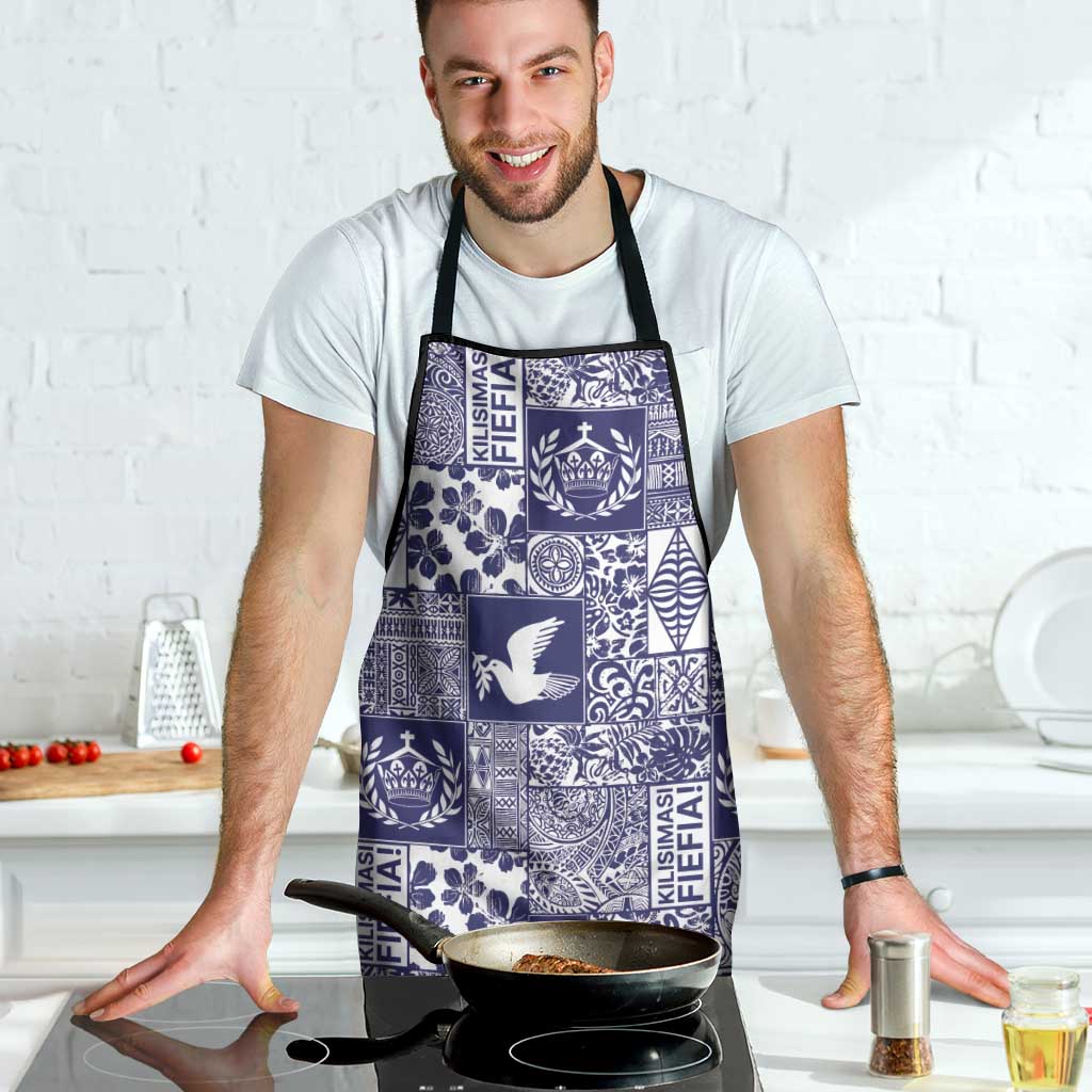 Blue Tonga Kilisimasi Fiefia Apron Pacific Patchwork Xmas Vibes - Polynesian Pride