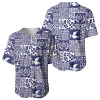 Blue Tonga Kilisimasi Fiefia Baseball Jersey Pacific Patchwork Xmas Vibes - Polynesian Pride