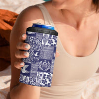 Blue Tonga Kilisimasi Fiefia 4 in 1 Can Cooler Tumbler Pacific Patchwork Xmas Vibes - Polynesian Pride