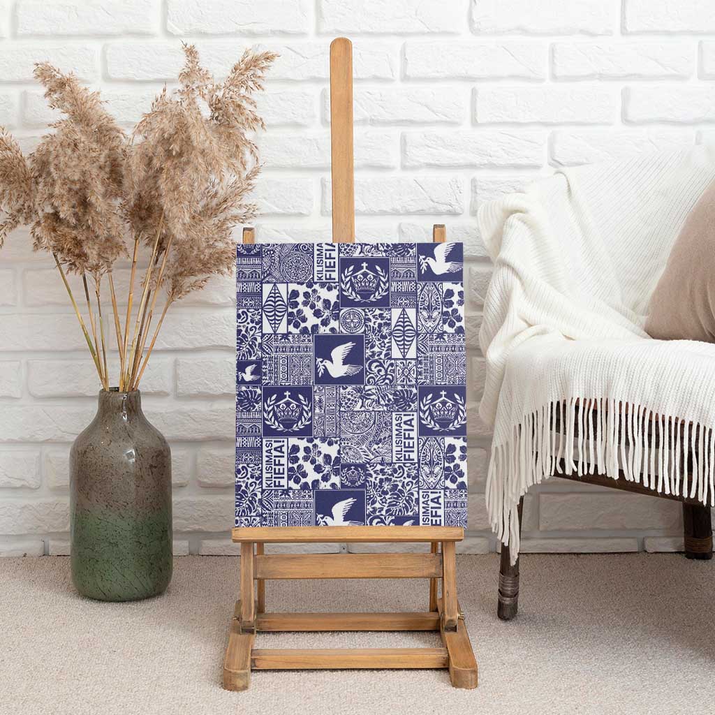 Blue Tonga Kilisimasi Fiefia Canvas Wall Art Pacific Patchwork Xmas Vibes - Polynesian Pride
