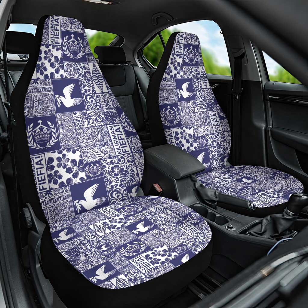 Blue Tonga Kilisimasi Fiefia Car Seat Cover Pacific Patchwork Xmas Vibes LT9 One Size Blue - Polynesian Pride