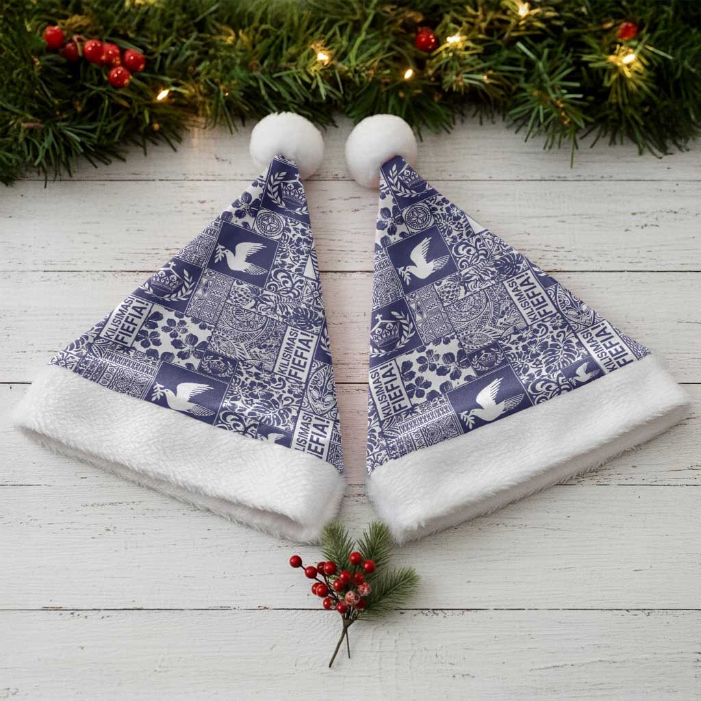 Blue Tonga Kilisimasi Fiefia Christmas Santa Hat Pacific Patchwork Xmas Vibes - Polynesian Pride