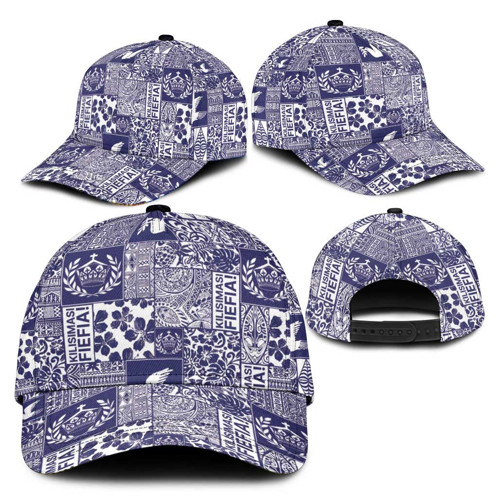 Blue Tonga Kilisimasi Fiefia Classic Cap Pacific Patchwork Xmas Vibes - Polynesian Pride