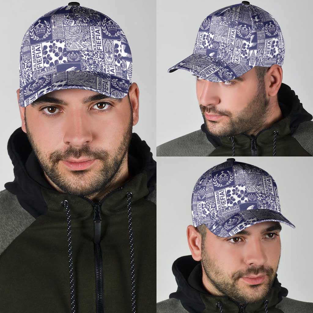 Blue Tonga Kilisimasi Fiefia Classic Cap Pacific Patchwork Xmas Vibes - Polynesian Pride