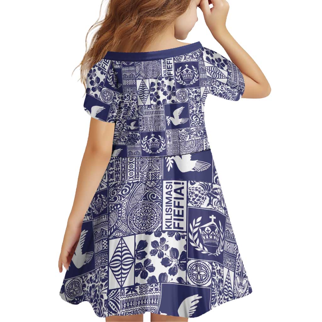 Blue Tonga Kilisimasi Fiefia Family Matching Long Sleeve Bodycon Dress and Hawaiian Shirt Pacific Patchwork Xmas Vibes LT9 - Polynesian Pride
