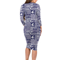 Blue Tonga Kilisimasi Fiefia Family Matching Long Sleeve Bodycon Dress and Hawaiian Shirt Pacific Patchwork Xmas Vibes LT9 - Polynesian Pride