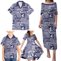 Blue Tonga Kilisimasi Fiefia Family Matching Puletasi and Hawaiian Shirt Pacific Patchwork Xmas Vibes - Polynesian Pride