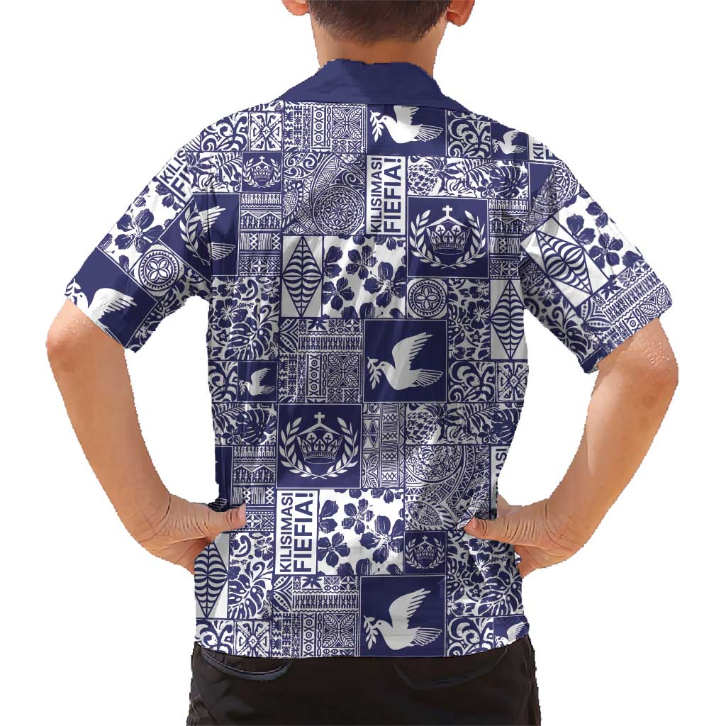 Blue Tonga Kilisimasi Fiefia Family Matching Summer Maxi Dress and Hawaiian Shirt Pacific Patchwork Xmas Vibes LT9 - Polynesian Pride