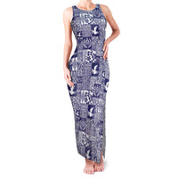 Blue Tonga Kilisimasi Fiefia Family Matching Tank Maxi Dress and Hawaiian Shirt Pacific Patchwork Xmas Vibes LT9 Mom's Dress Blue - Polynesian Pride