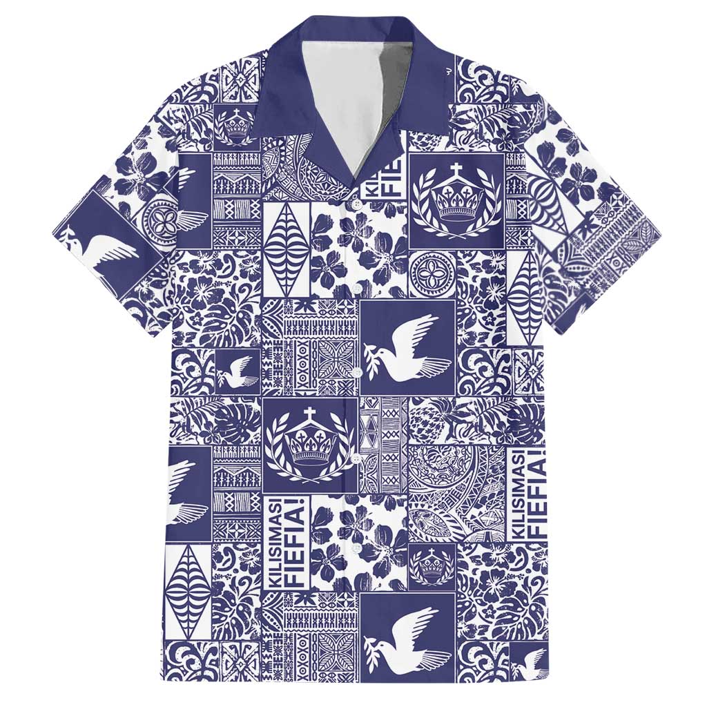 Blue Tonga Kilisimasi Fiefia Hawaiian Shirt Pacific Patchwork Xmas Vibes - Polynesian Pride