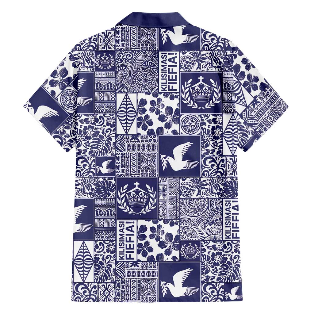Blue Tonga Kilisimasi Fiefia Hawaiian Shirt Pacific Patchwork Xmas Vibes - Polynesian Pride