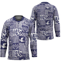 Blue Tonga Kilisimasi Fiefia Hockey Jersey Pacific Patchwork Xmas Vibes - Polynesian Pride