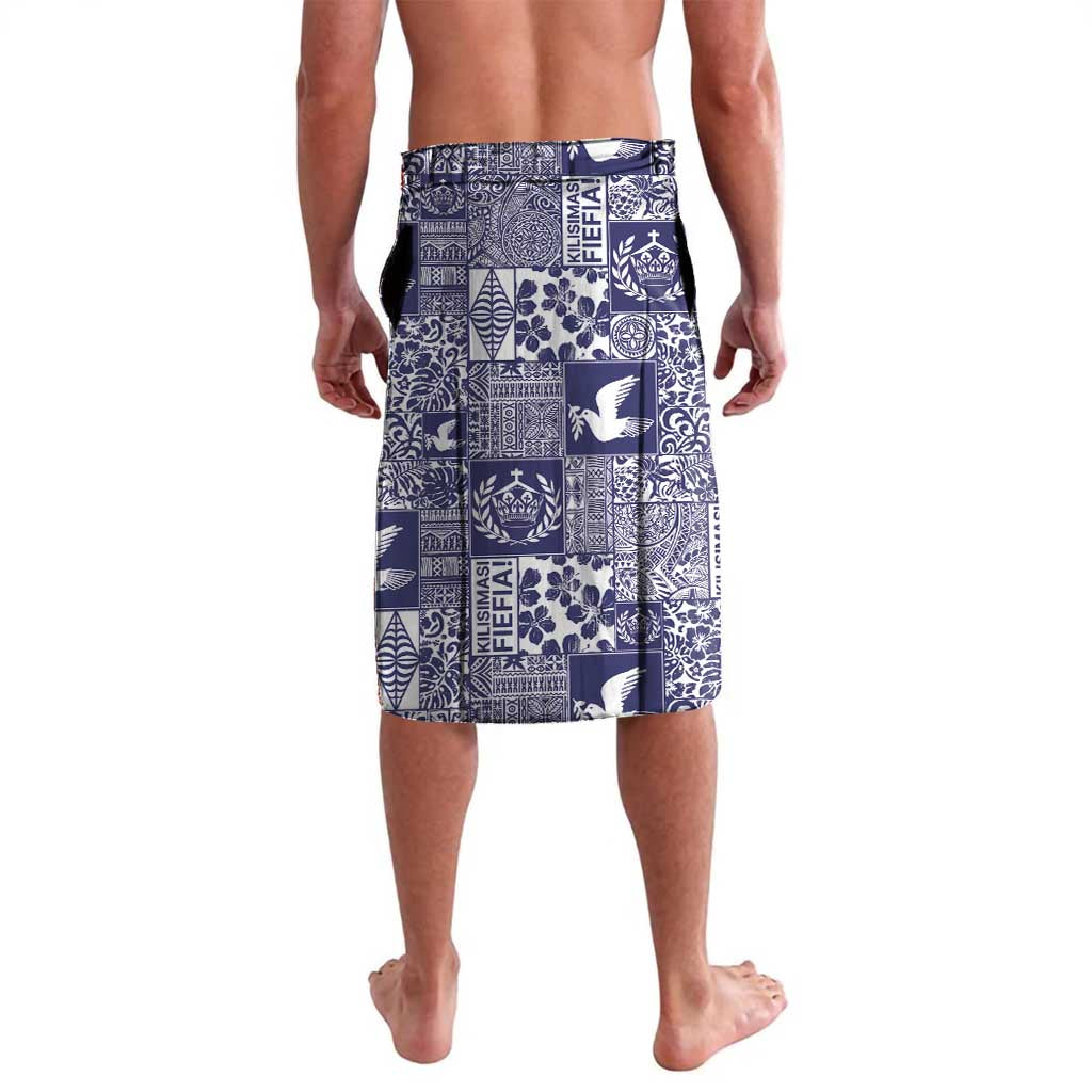 Blue Tonga Kilisimasi Fiefia Lavalava Pacific Patchwork Xmas Vibes - Polynesian Pride