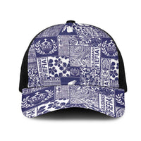 Blue Tonga Kilisimasi Fiefia Mesh Trucker Cap Pacific Patchwork Xmas Vibes - Polynesian Pride