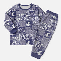 Blue Tonga Kilisimasi Fiefia Christmas Pajama Set Pacific Patchwork Xmas Vibes - Polynesian Pride