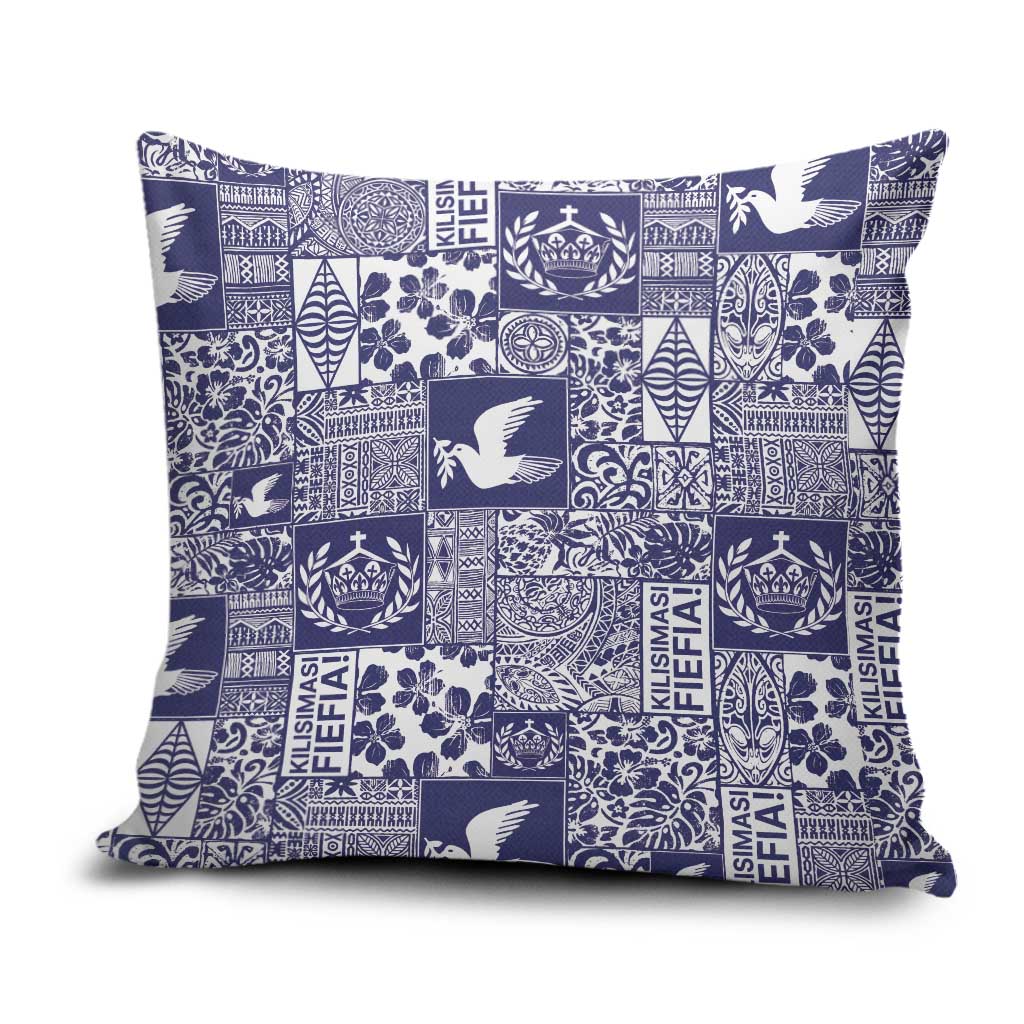 Blue Tonga Kilisimasi Fiefia Pillow Cover Pacific Patchwork Xmas Vibes LT9 Blue - Polynesian Pride