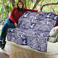 Blue Tonga Kilisimasi Fiefia Quilt Pacific Patchwork Xmas Vibes - Polynesian Pride