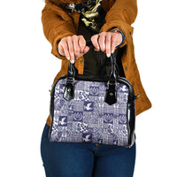 Blue Tonga Kilisimasi Fiefia Shoulder Handbag Pacific Patchwork Xmas Vibes - Polynesian Pride