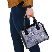 Blue Tonga Kilisimasi Fiefia Shoulder Handbag Pacific Patchwork Xmas Vibes - Polynesian Pride