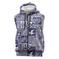 Blue Tonga Kilisimasi Fiefia Sleeveless Zip Hoodie Pacific Patchwork Xmas Vibes - Polynesian Pride