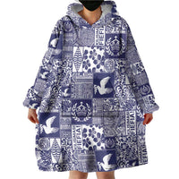 Blue Tonga Kilisimasi Fiefia Wearable Blanket Hoodie Pacific Patchwork Xmas Vibes LT9 - Polynesian Pride