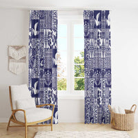 Blue Tonga Kilisimasi Fiefia Window Curtain Pacific Patchwork Xmas Vibes - Polynesian Pride