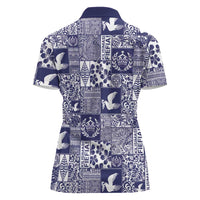 Blue Tonga Kilisimasi Fiefia Women Polo Shirt Pacific Patchwork Xmas Vibes - Polynesian Pride