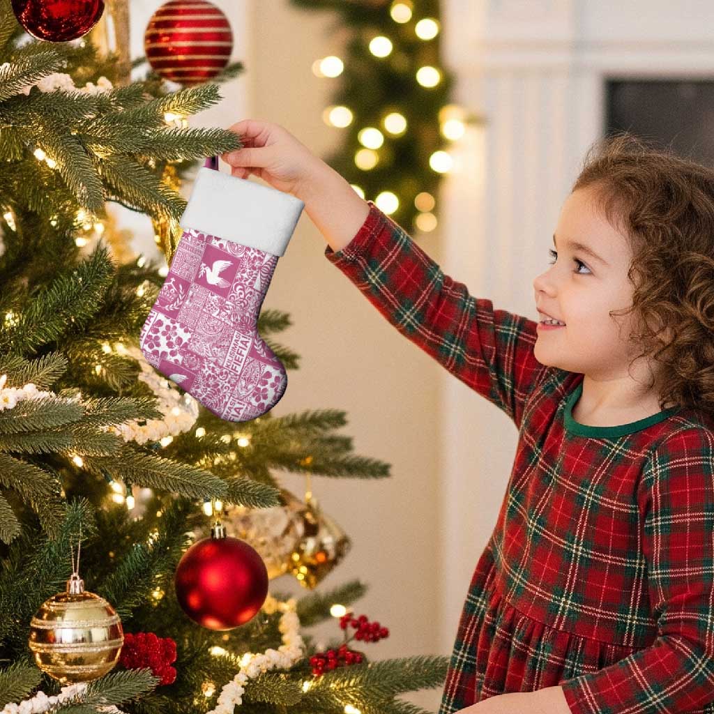 Pink Tonga Kilisimasi Fiefia Christmas Stocking Pacific Patchwork Xmas Vibes - Polynesian Pride