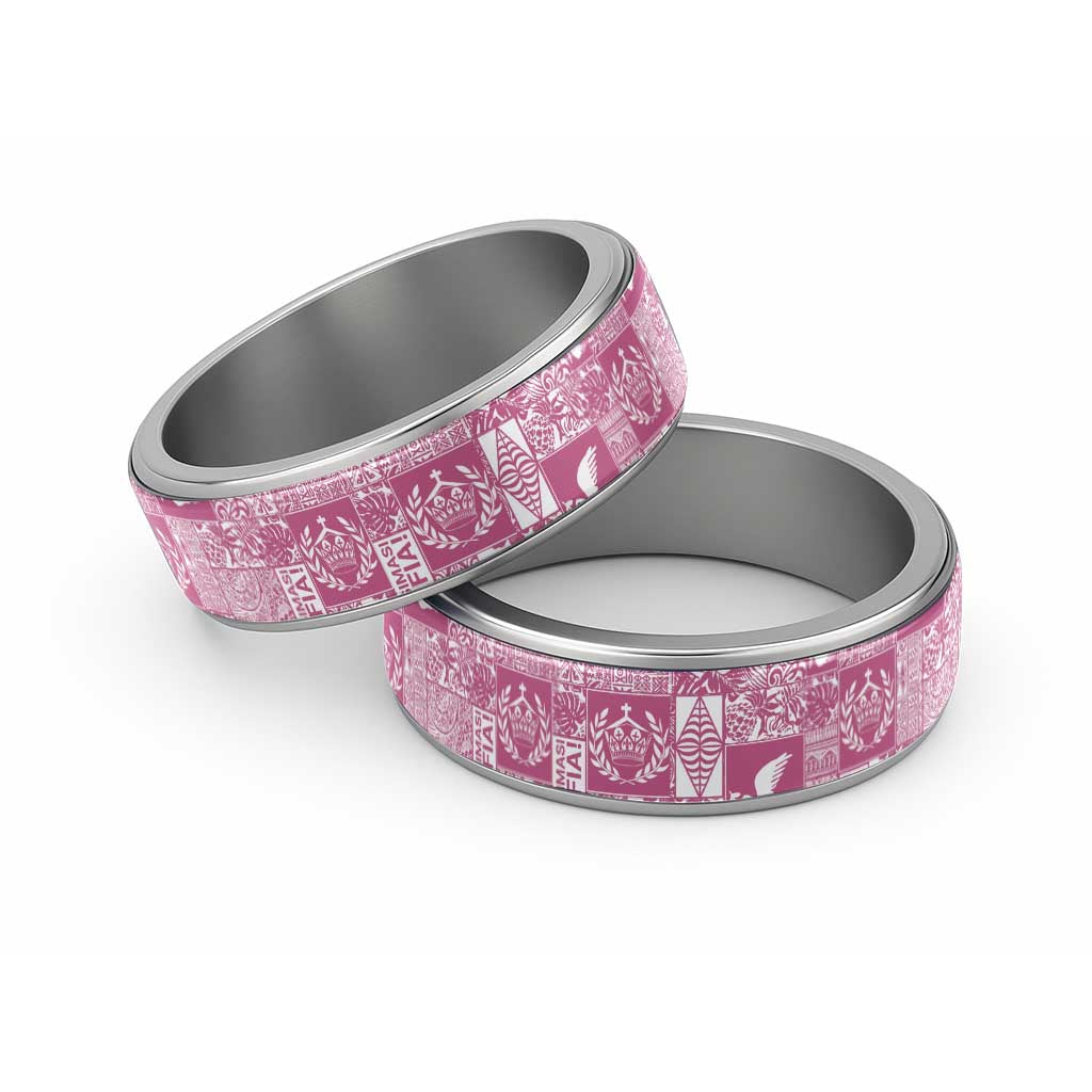 Pink Tonga Kilisimasi Fiefia Classic Ring Pacific Patchwork Xmas Vibes LT9 Sliver Pink - Polynesian Pride