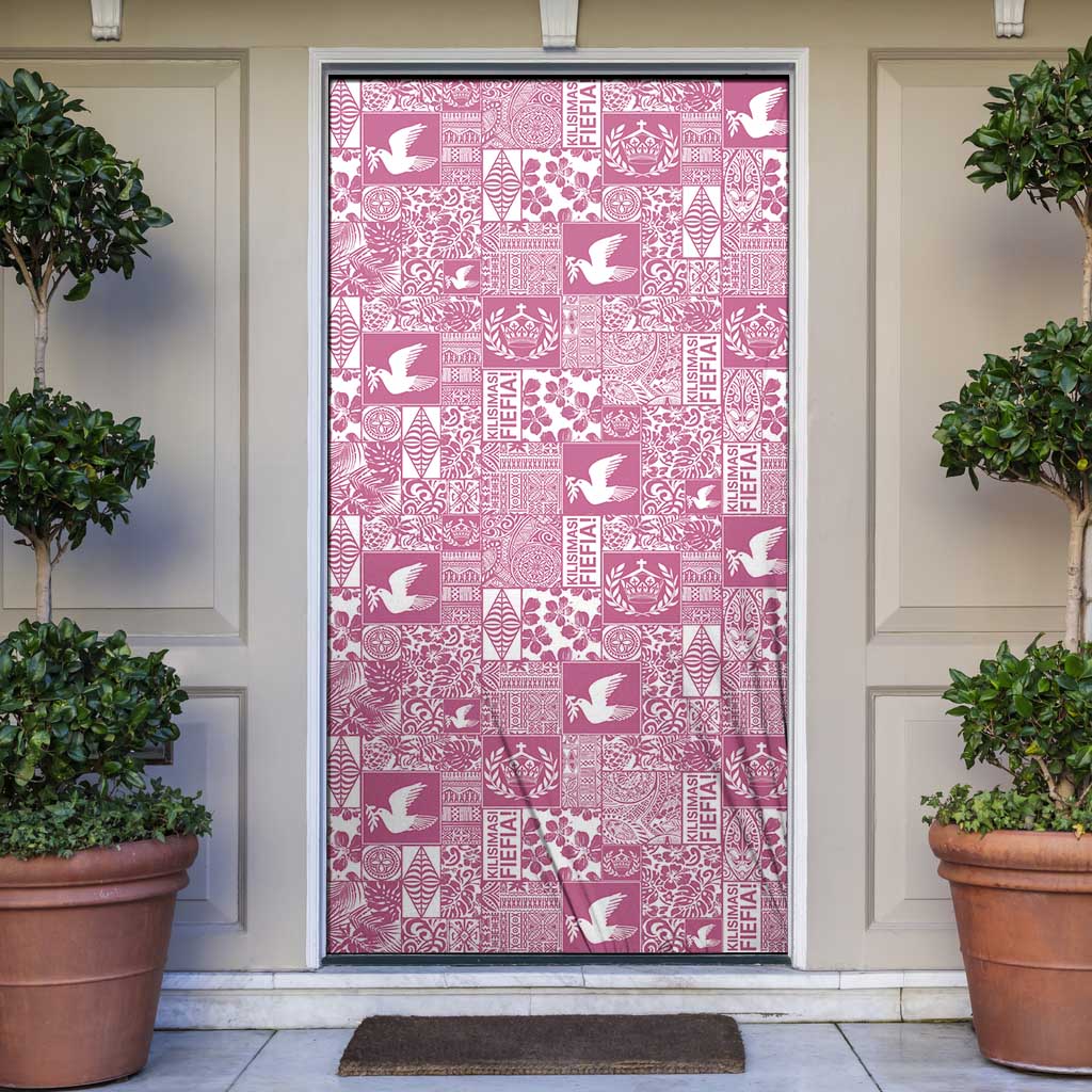 Pink Tonga Kilisimasi Fiefia Door Cover Pacific Patchwork Xmas Vibes LT9 Pink - Polynesian Pride