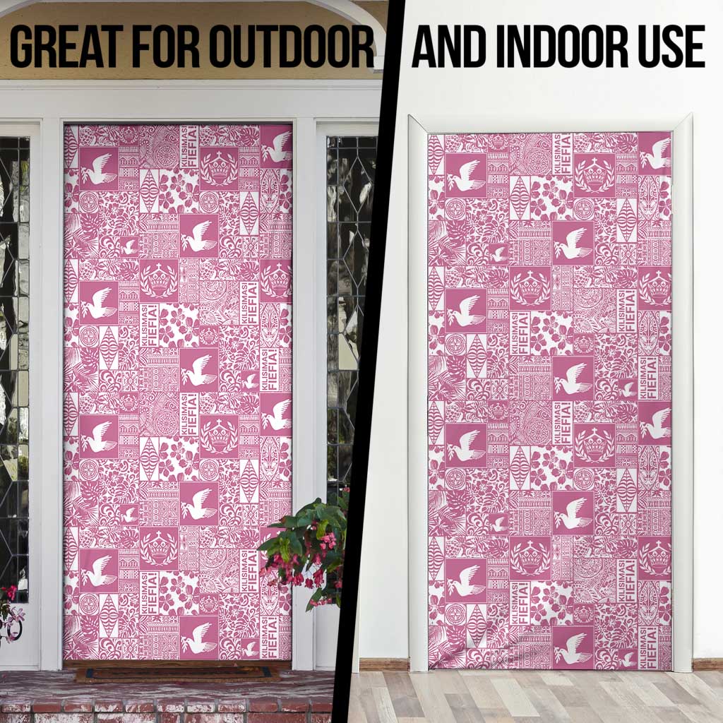Pink Tonga Kilisimasi Fiefia Door Cover Pacific Patchwork Xmas Vibes - Polynesian Pride